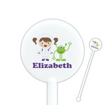 Girls Astronaut 5.5" Round Plastic Stir Sticks - White - Single Sided (Personalized)