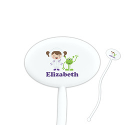 Girls Astronaut Oval Plastic Stir Sticks (Personalized)