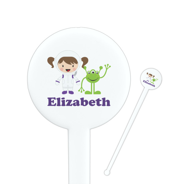 Custom Girls Astronaut Round Plastic Stir Sticks (Personalized)