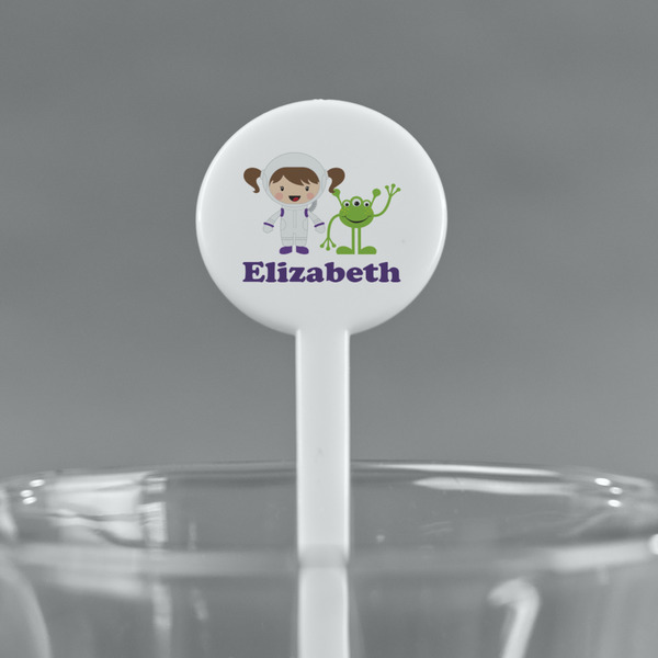 Girls Astronaut White Plastic 7" Stir Stick - Round - Main