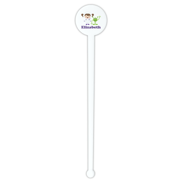 Girls Astronaut White Plastic 7" Stir Stick - Round - Single Stick