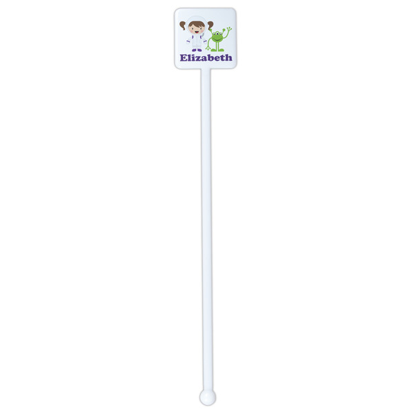 Girls Astronaut White Plastic Stir Stick - Single Sided - Square - Single Stick