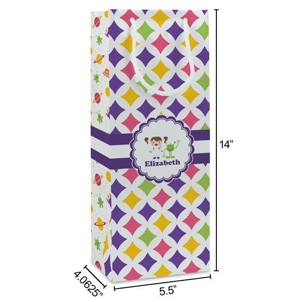 Girls Astronaut Wine Gift Bag - Dimensions