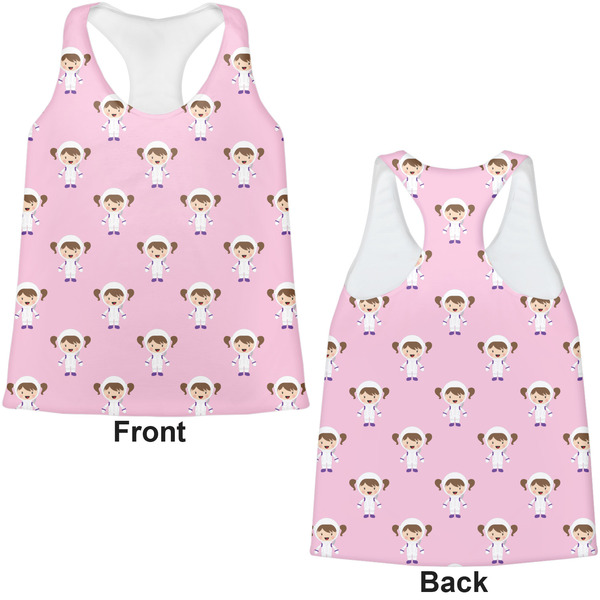 Girls Astronaut Womens Racerback Tank Tops - Medium - Front and Back
