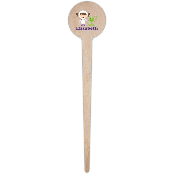 Girls Astronaut Wooden 4" Food Pick - Round - Single Pick