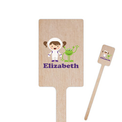 Girls Astronaut 6.25" Rectangle Wooden Stir Sticks - Double Sided (Personalized)