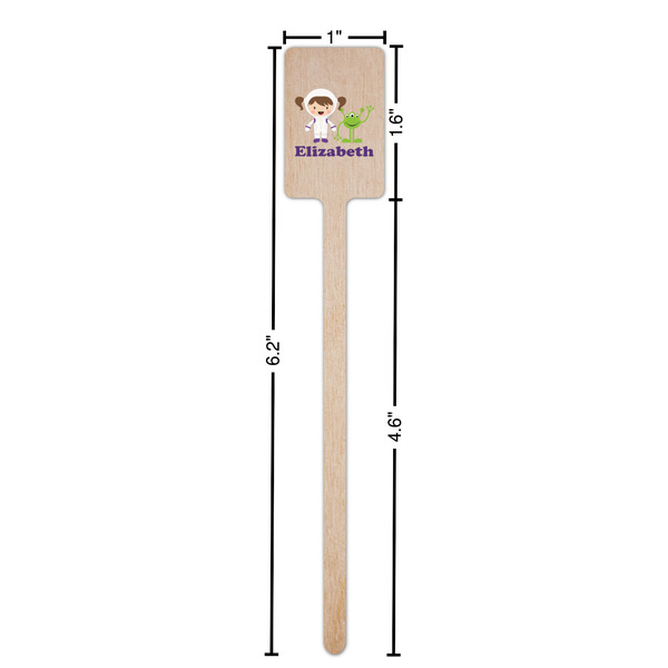 Girls Astronaut Wooden 6.25" Stir Stick - Rectangular - Dimensions