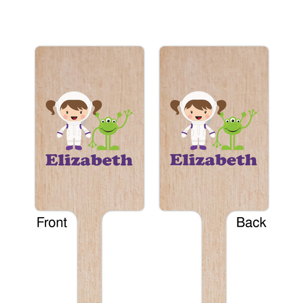 Girls Astronaut Wooden 6.25" Stir Stick - Rectangular - Double Sided - Front & Back