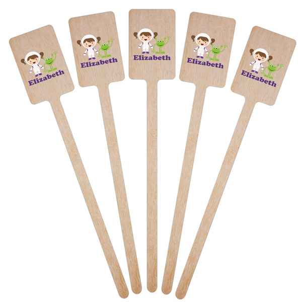 Girls Astronaut Wooden 6.25" Stir Stick - Rectangular - Fan View