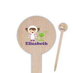 Girls Astronaut Round Wooden Food Picks (Personalized)