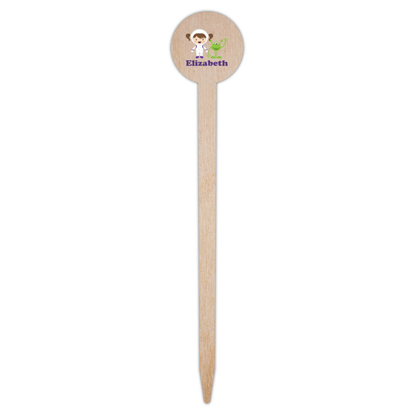 Girls Astronaut Wooden 6" Food Pick - Round - Single Pick