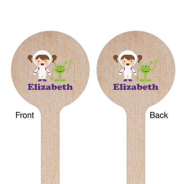 Girls Astronaut Wooden 6" Stir Stick - Round - Double Sided - Front & Back