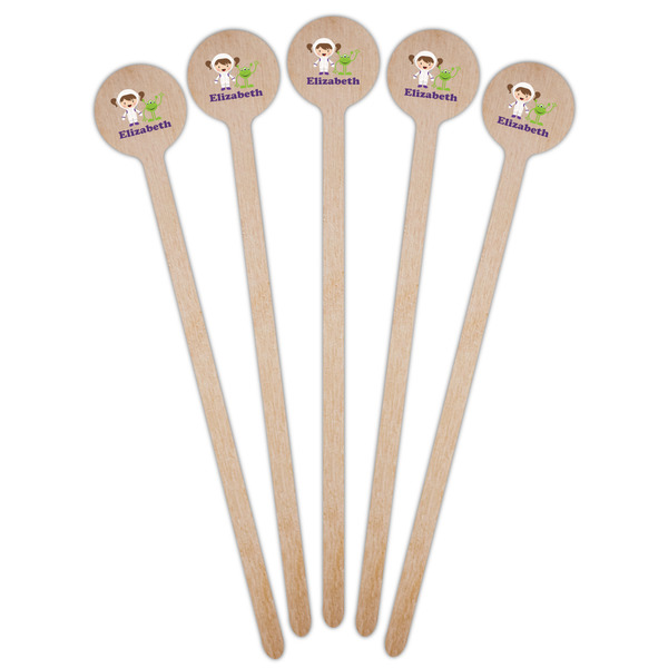 Girls Astronaut Wooden 6" Stir Stick - Round - Fan View