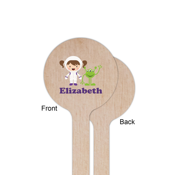 Girls Astronaut Wooden 6" Stir Stick - Round - Single Sided - Front & Back