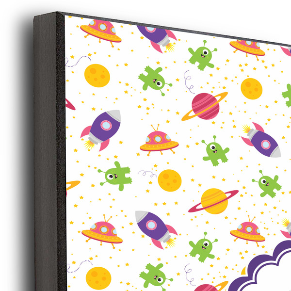 Girl's Space & Geometric Print 11x14 Wood Print - Closeup