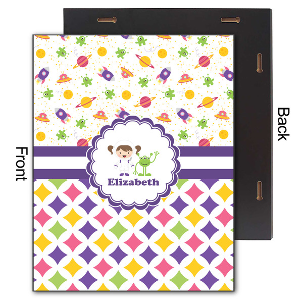 Girl's Space & Geometric Print 11x14 Wood Print - Front & Back View