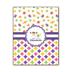 Girl's Space & Geometric Print Wood Print - 11x14 (Personalized)