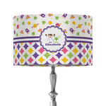 Girl's Space & Geometric Print 12" Drum Lamp Shade - Fabric (Personalized)