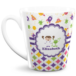 Girl's Space & Geometric Print 12 Oz Latte Mug (Personalized)