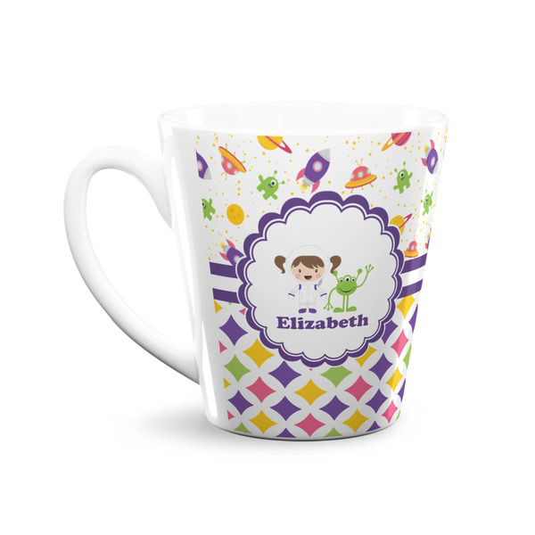 Girl's Space & Geometric Print 12 Oz Latte Mug - Front