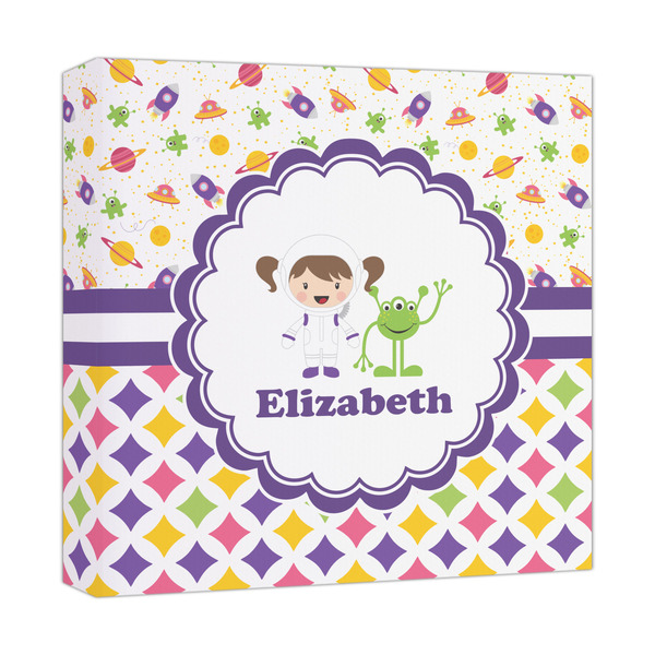 Custom Girl's Space & Geometric Print Canvas Print - 12x12 (Personalized)