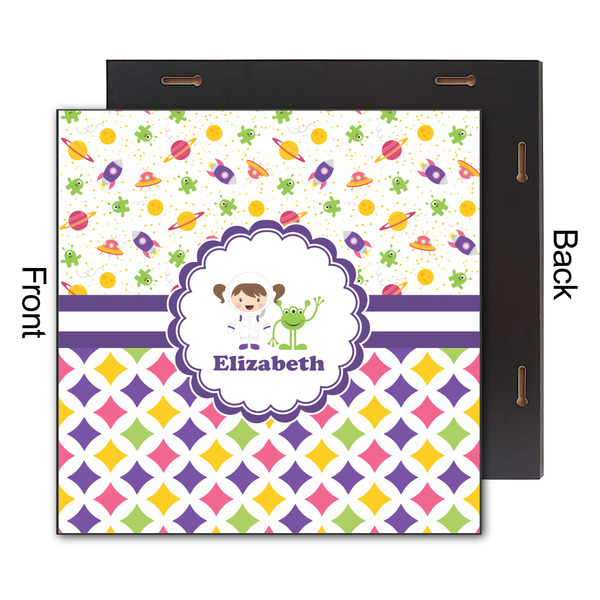 Girl's Space & Geometric Print 12x12 Wood Print - Front & Back View