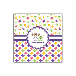 Girl's Space & Geometric Print Wood Print - 12x12 (Personalized)