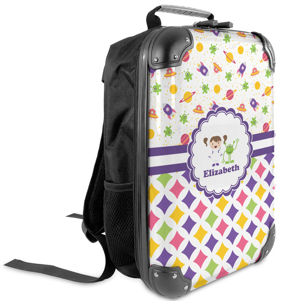 Custom Girl's Space & Geometric Print Kids Hard Shell Backpack (Personalized)