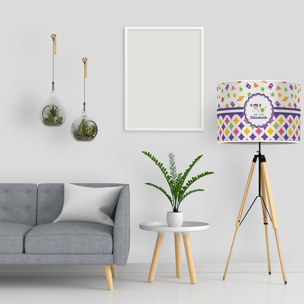 Girl's Space & Geometric Print 16" Drum Lampshade - LIFESTYLE
