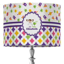 Girl's Space & Geometric Print 16" Drum Lamp Shade - Fabric (Personalized)