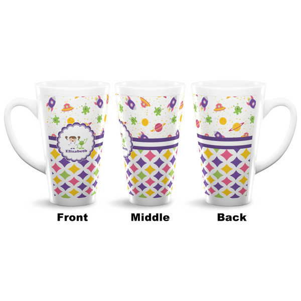 Girl's Space & Geometric Print 16 Oz Latte Mug - Approval