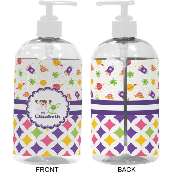 Girl's Space & Geometric Print 16 oz Plastic Liquid Dispenser- Approval- White