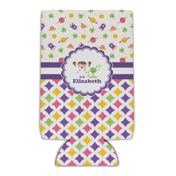 Custom Girl's Space & Geometric Print Can Cooler (Personalized)