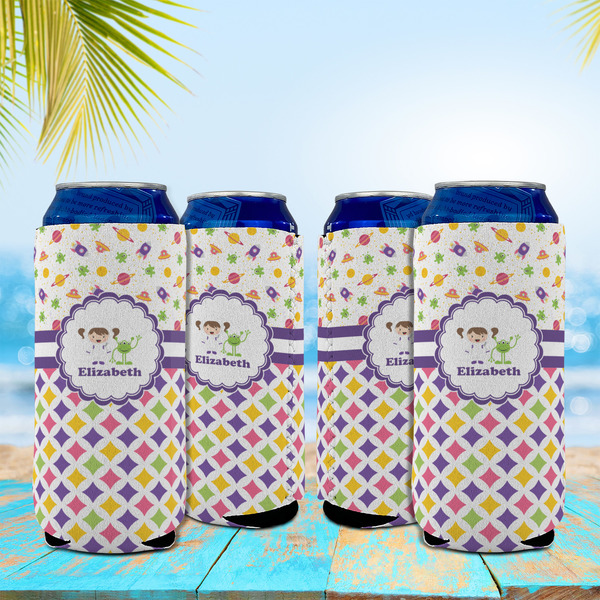 Girl's Space & Geometric Print 16oz Can Sleeve - Set of 4 - LIFESTYLE