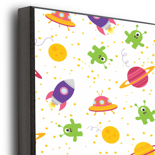 Girl's Space & Geometric Print 16x20 Wood Print - Closeup