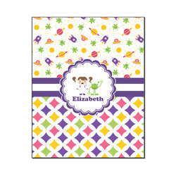 Girl's Space & Geometric Print Wood Print - 16x20 (Personalized)