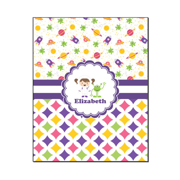 Custom Girl's Space & Geometric Print Wood Print - 16x20 (Personalized)
