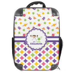 Girl's Space & Geometric Print Hard Shell Backpack (Personalized)