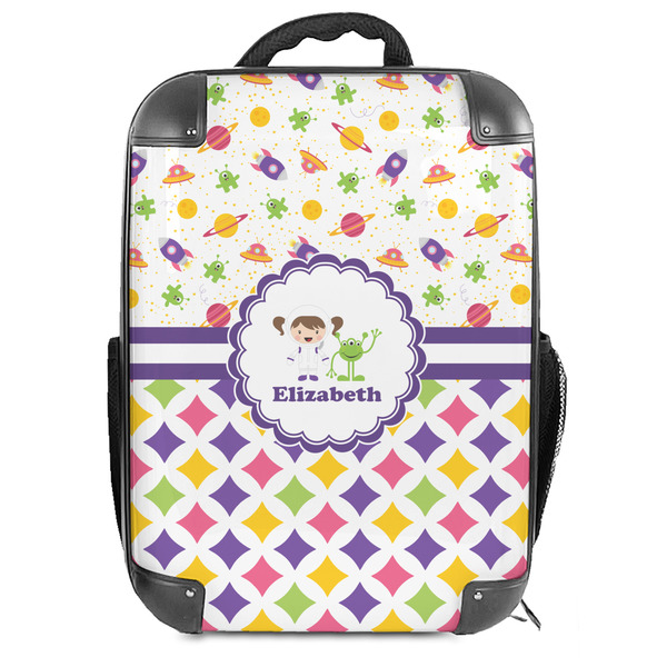 Custom Girl's Space & Geometric Print Hard Shell Backpack (Personalized)