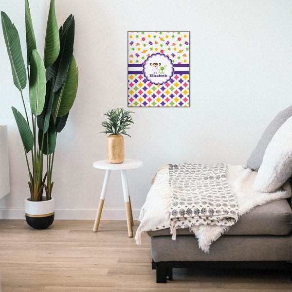 Girl's Space & Geometric Print 20x24 Wood Print - In Context