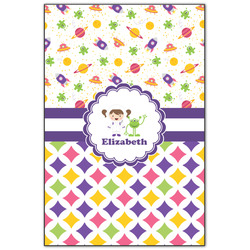Girl's Space & Geometric Print Wood Print - 20x30 (Personalized)