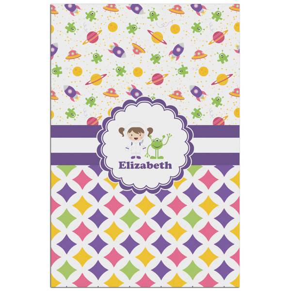 Custom Girl's Space & Geometric Print Poster - Matte - 24x36 (Personalized)