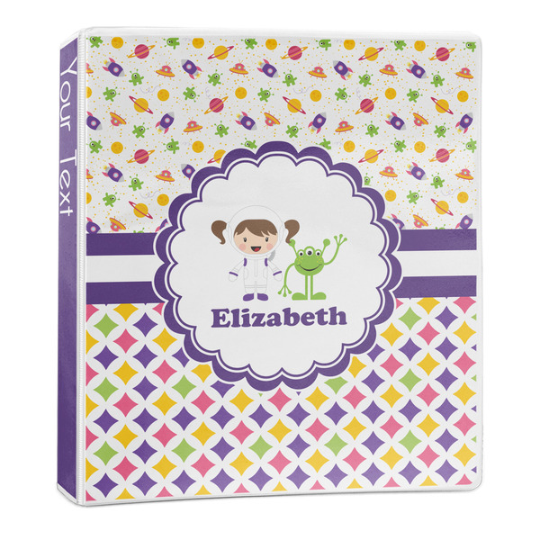 Girl's Space & Geometric Print 3-Ring Binder Main- 1in