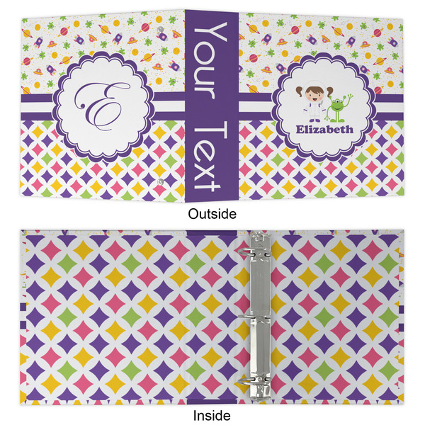 Girl's Space & Geometric Print 3 Ring Binders - Full Wrap - 2" - APPROVAL