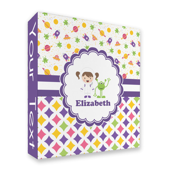 Girl's Space & Geometric Print 3 Ring Binders - Full Wrap - 2" - FRONT