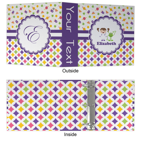 Girl's Space & Geometric Print 3 Ring Binders - Full Wrap - 3" - APPROVAL