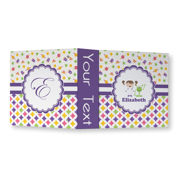 Girl's Space & Geometric Print 3 Ring Binders - Full Wrap - 3" - OPEN OUTSIDE