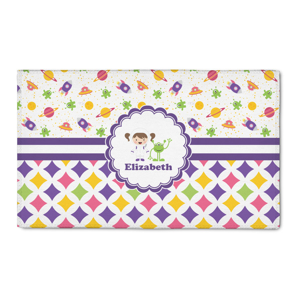 Custom Girl's Space & Geometric Print 3' x 5' Patio Rug (Personalized)