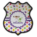 Girl's Space & Geometric Print Iron On Patch - Badge Shape (Personalized)