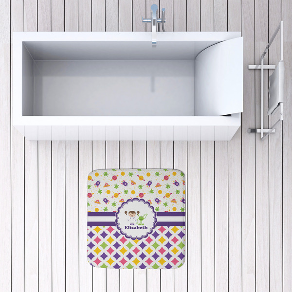 Girl's Space & Geometric Print 48x48 Foam Memory Mat - LIFESTYLE